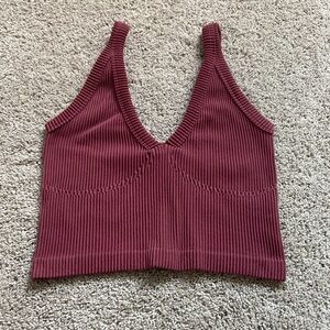 Dynamic • Dark Mauve Ribbed Stretchy Cropped Tank